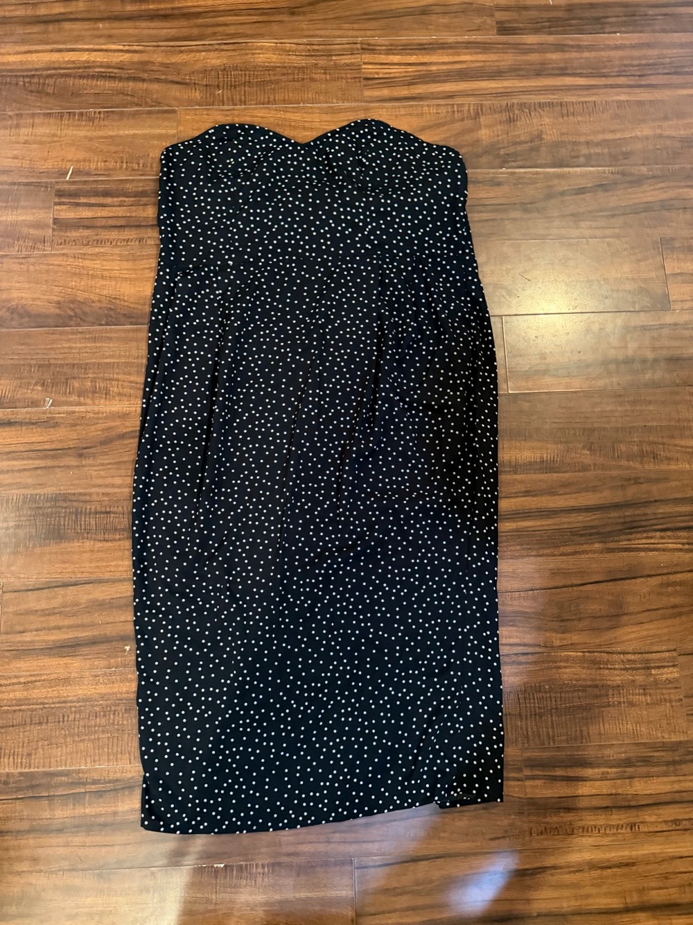 PrettyLittleThing Black Strapless Polka Dot Sheath Dress